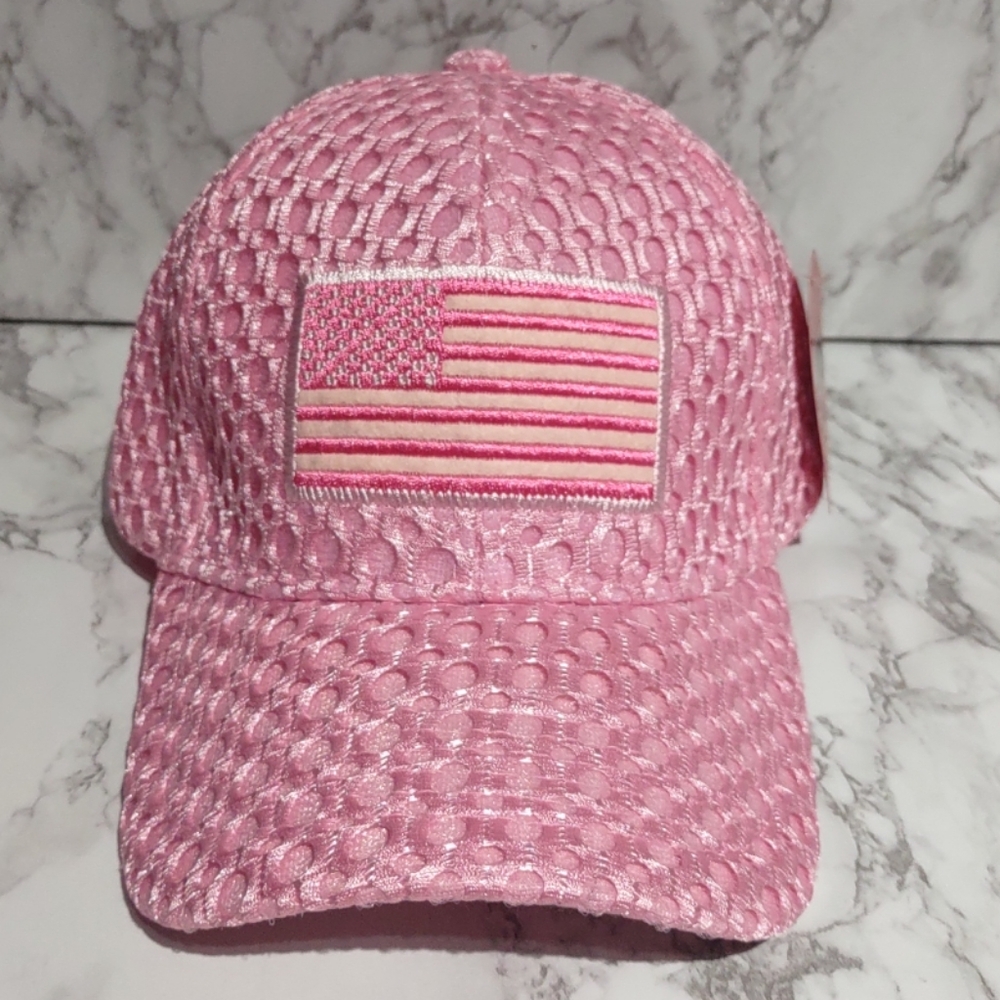 USA American Flag Mesh Hat Big Bear Headwear Snapback Pink Baseball Cap New